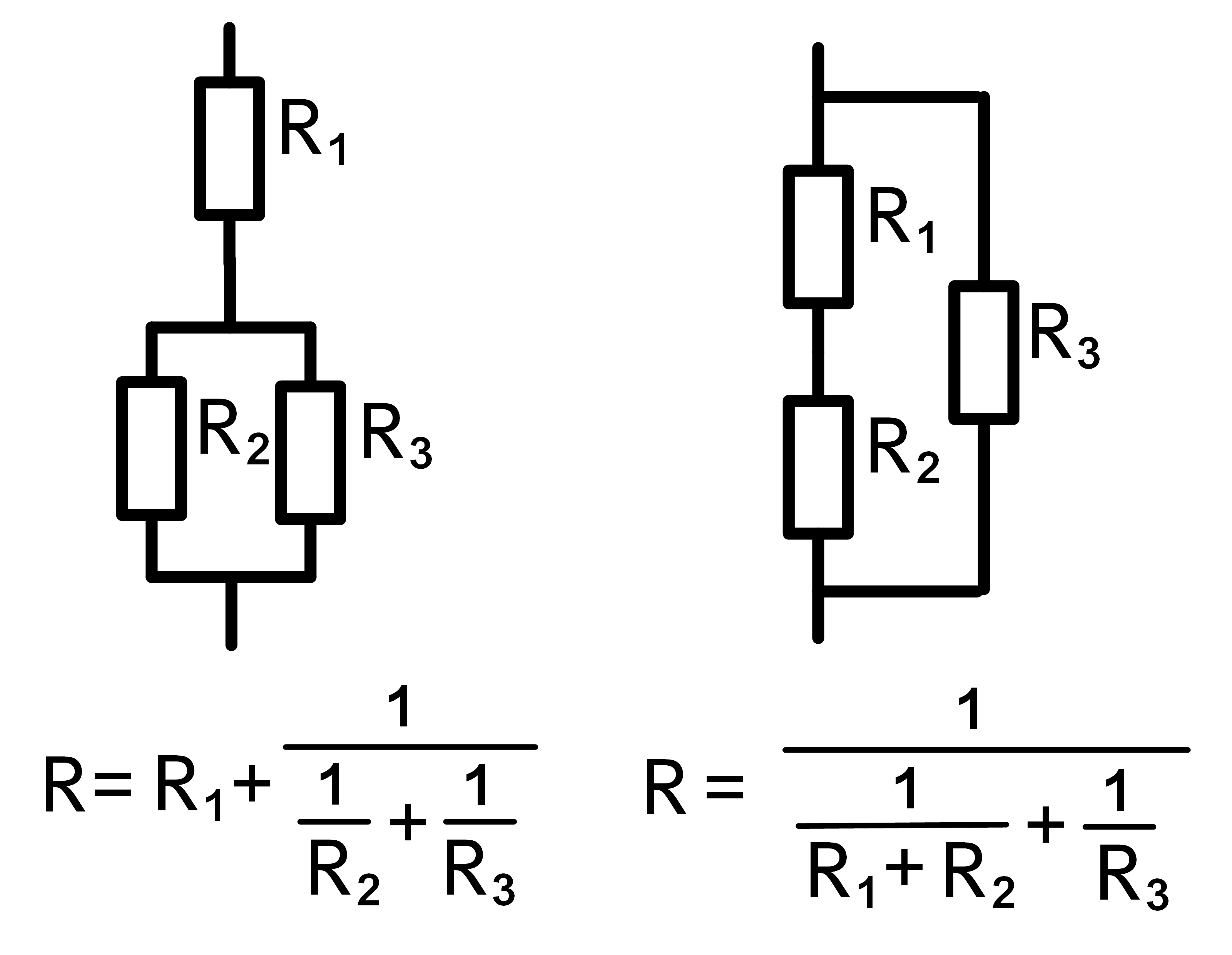 Resistors can be combined in so called mixed circuits from three pieces