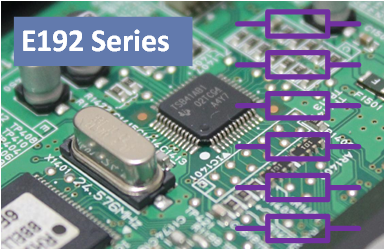 Symbolic pictures of the E192 series of resistors. All values and color codes.