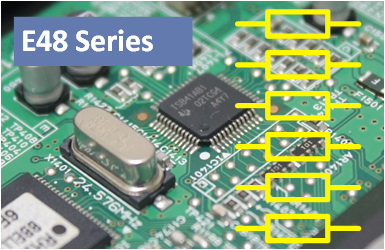 The E48 series of resistors. Table of all values and their color codes.