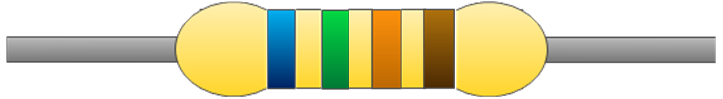 Image of a resistor with the green-blue color sequence